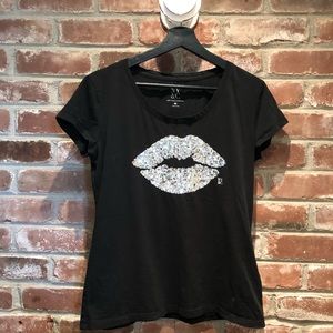 Silver Sequin Lips Top